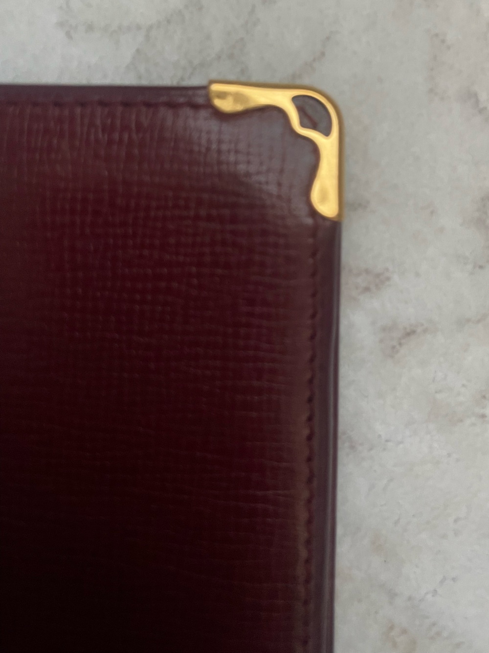 Authentic Vintage Cartier Leather Long Wallet with Gold Corner Accents - Picture 5 of 10